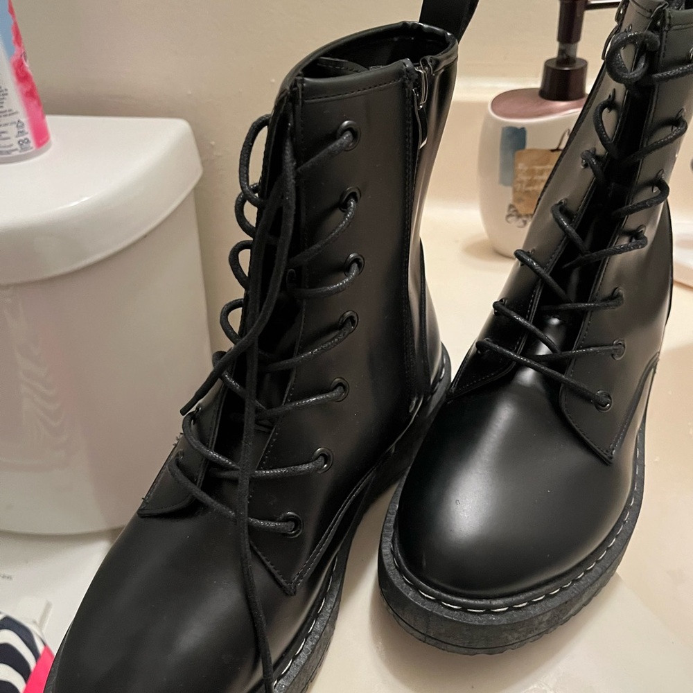 Black Lace-Up Ankle Boots